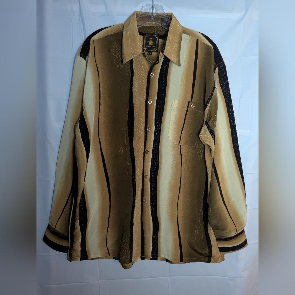 Men's small Western Cowboy ong sleeve button shirt, with stripes and "x" details